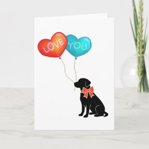 Carte Chien Labrador avec ballons LOVE YOU