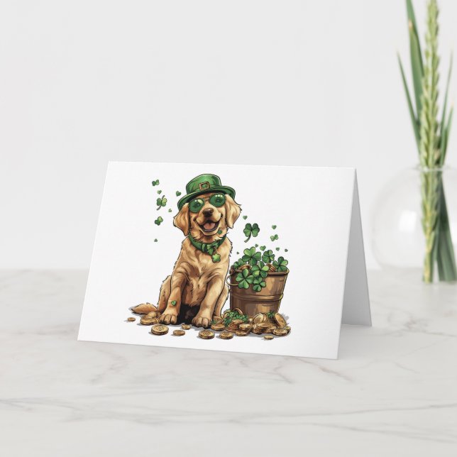 Carte Chien Labrador Retriever pour la Saint-Patrick (Devant)