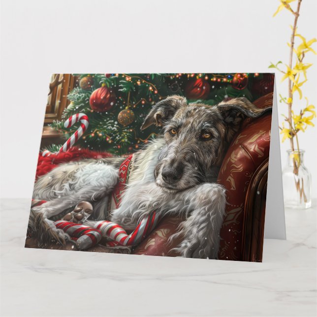 Carte Chien Louveteau Noël Festif (Fleur jaune)