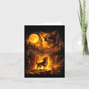 Carte Chien lune vintage drôle chihuahua hurlant à