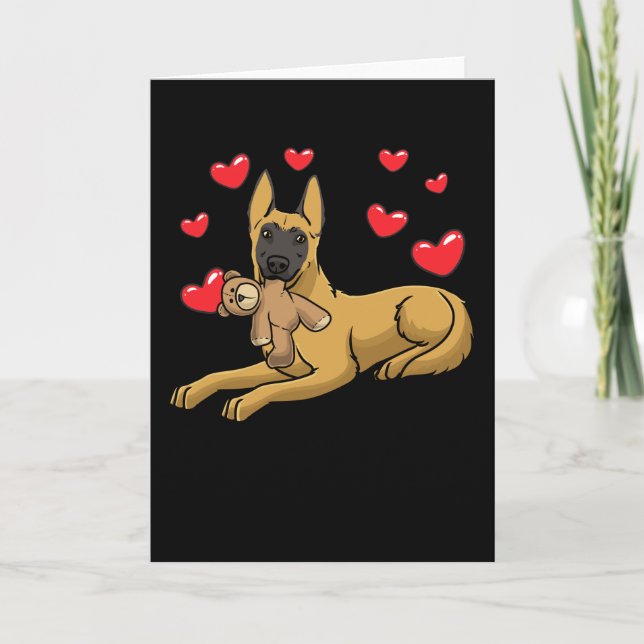 Carte Chien Malinois avec animal farci Berger Belge (Devant)