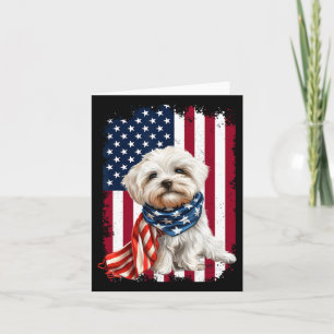 Carte Chien maltais Drapeau américain 4 juillet Chien ma