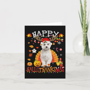 Carte Chien maltais Halloween Chien de Noël Joyeux Hallo