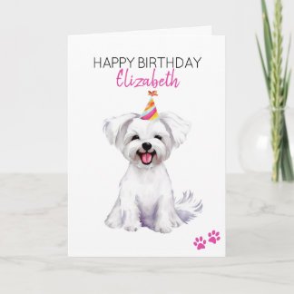 Carte Chien maltais Personnalisé Joyeux Anniversaire