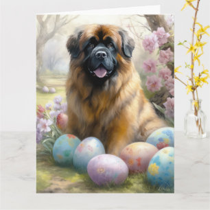 Carte Chien Mastiff Tibétain avec Vacances d'Œufs de Pâq