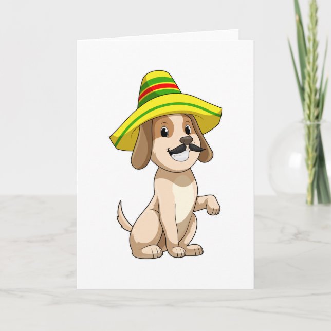 Carte Chien mexicain avec casquette de paille (Devant)