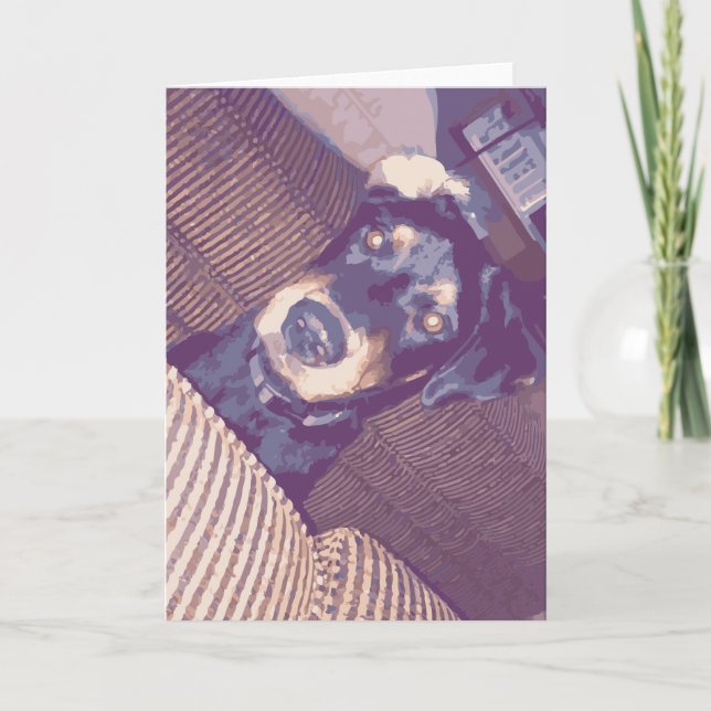 Carte Chien mignon avec une oreille retourné Rottweiler (Devant)