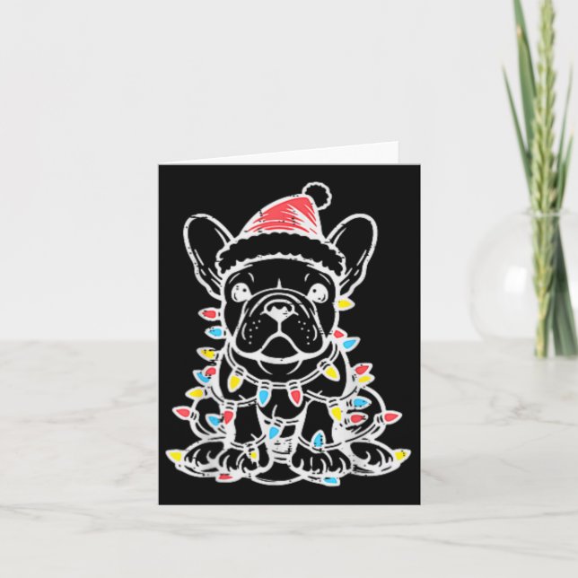 Carte Chien mignon de Noël Chien français Chien en en ta (Devant)