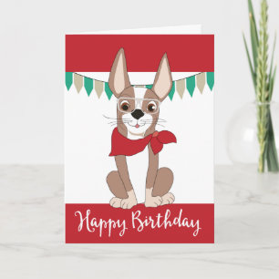 Carte Chien mignon en Bandanna rouge Anniversaire