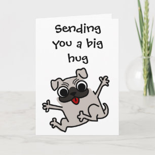 Carte Chien mignon envoyant 4 câlins Vous Mlle