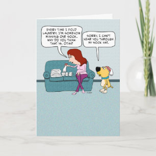 Carte Chien mignon et amusant avec Casquette de choq Ann