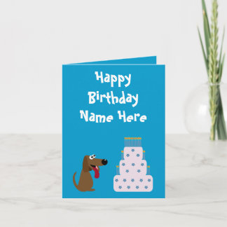 Carte Chien mignon et gâteau Anniversaire Animal Charité