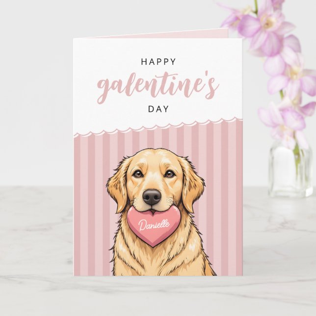 Carte Chien mignon moderne avec cœur Joyeuse fête de Gal (Orchidée)