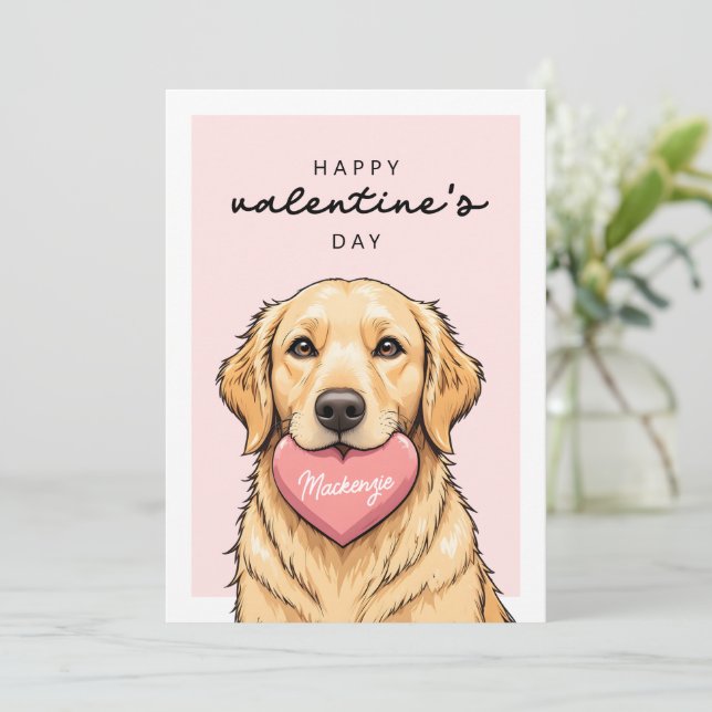 Carte Chien mignon moderne avec cœur Joyuse Saint-Valent (Debout devant)