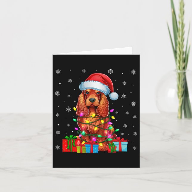 Carte Chien Moche Noël Éclairage Santa Hat Er Espagnol C (Devant)