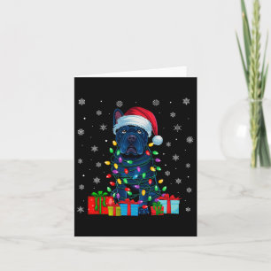 Carte Chien Moche Noël éclaire Santa Hat Cane Corso Chie
