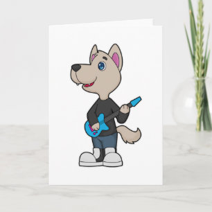 Carte Chien Musicien Guitare Musique