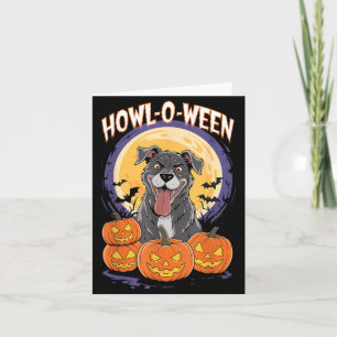 Carte Chien Noir Enjoué Howl-O-Ween Avec Citrouilles Et