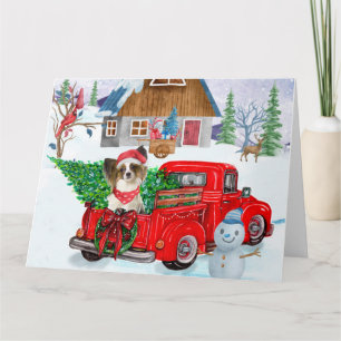 Carte Chien Papillon Dans Camion De Livraison De Noël Ne