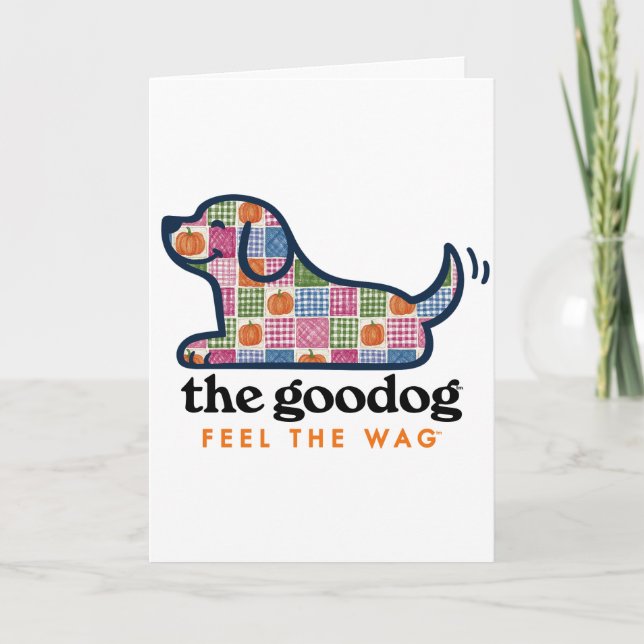 Carte Chien Patchwork en Vichy Citrouille Mignon (Devant)