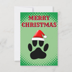 Carte Chien Pawprint Santas Casquette