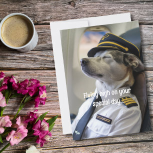 Carte Chien Pilote D'anniversaire & Avion Drôle Aviation