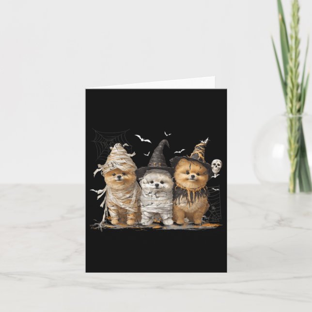 Carte Chien Poméranie Ed Fantôme Halloween (Devant)