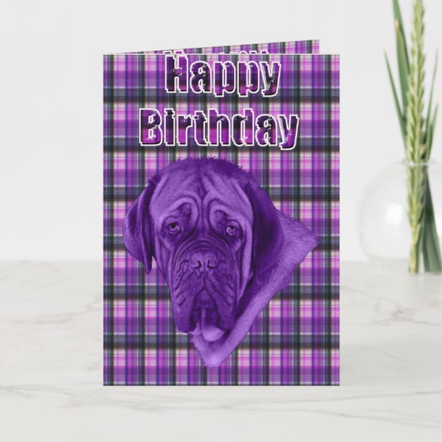 Carte Chien pourpre De Bordeaux Dogue De Tartan (Devant)