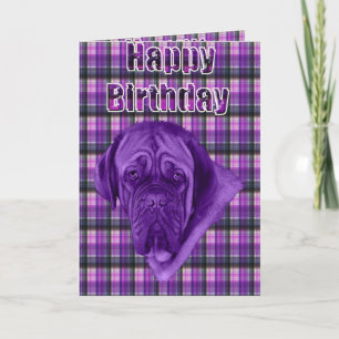 Carte Chien pourpre De Bordeaux Dogue De Tartan