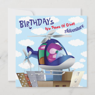 Carte Chien qui pilote un hélicoptère pour son anniversa