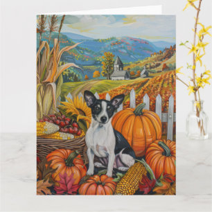 Carte Chien Rat Terrier Récolte d'Automne Action de Grâc