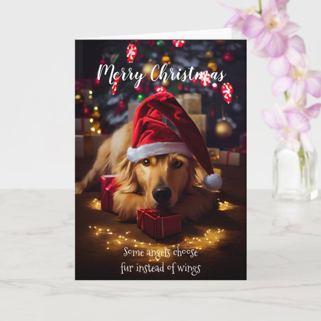 Carte Chien rétriateur doré de Noël (Orchidée)