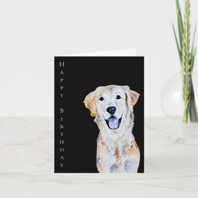 Carte Chien Retriever Doré Anniversaire Aquarelle (Devant)