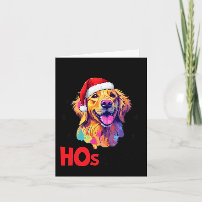 Carte Chien Retriever doré de Noël Il y a des Hos dans c (Devant)