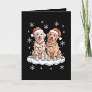 Carte Chien Retriever doré Noël Chapeau de Père Noël Lum