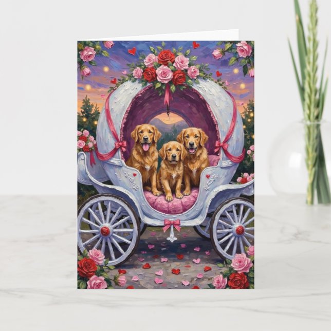 Carte Chien Retriever doré Saint-Valentin  (Devant)
