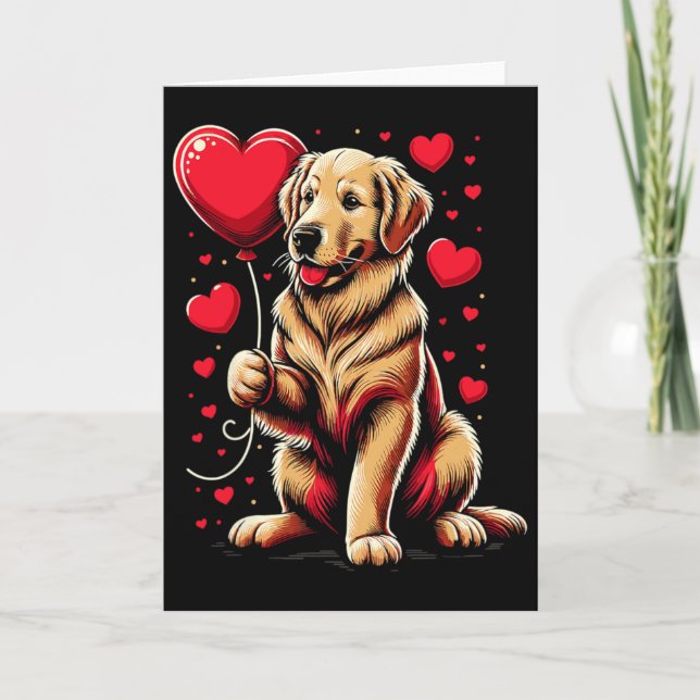 Carte Chien Retriever Doré Saint-Valentin Propriétaire d (Devant)