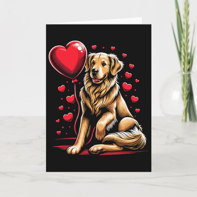 Carte Chien Retriever doré Saint-Valentin Propriétaire d (Devant)