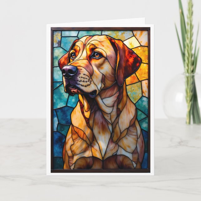 Carte Chien Retriever du Labrador de style vitrail  (Devant)