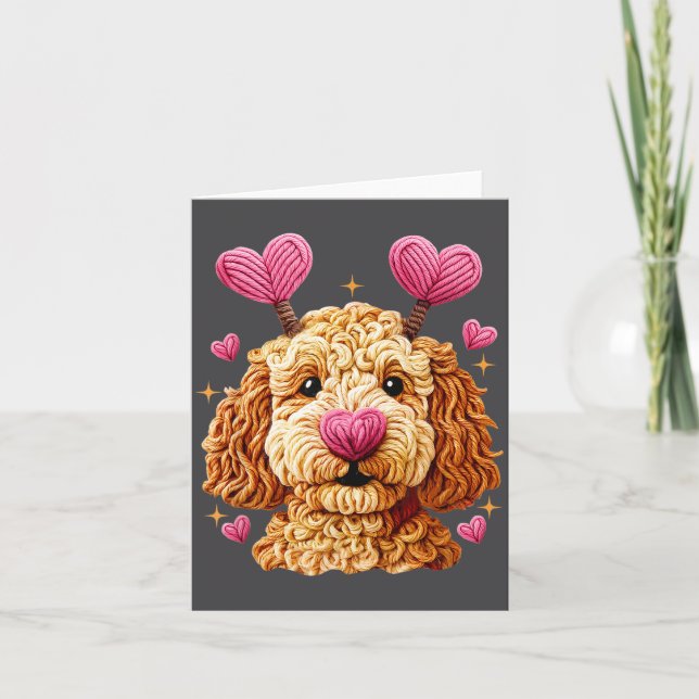 Carte Chien Rétro Goldendoodle Saint-Valentin Cadeau Drô (Devant)