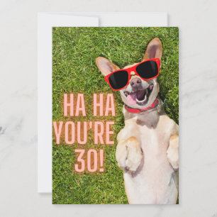 Carte Chien riant 30e anniversaire