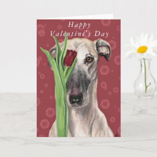 Carte Chien romantique avec Flower Valentine's Day Card (Petite plante)