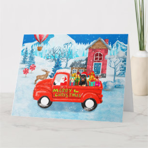 Carte Chien Rottweiler Camion de livraison de Noël Neige