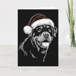Carte Chien Rottweiler Chapeau de Père Noël Noël Xmas Py