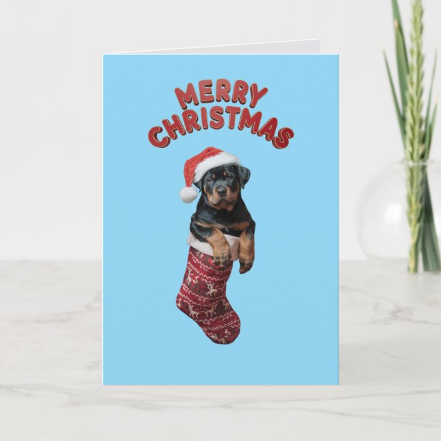 Carte Chien Rottweiler Mignon Noël  (Devant)