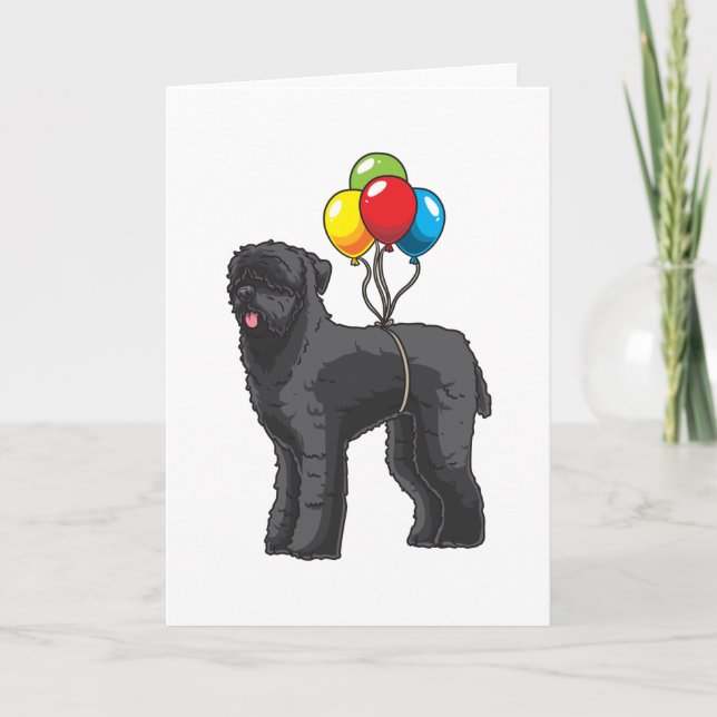 Carte Chien russe Terrier noir avec des ballons (Devant)