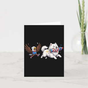Carte Chien Samoyède drôle Jour de la mémoire du drapeau