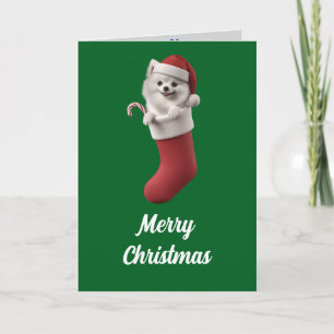 Carte Chien Samoyède Mignon Noël