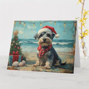 Carte Chien Schnauzer Noël Vintage Plage