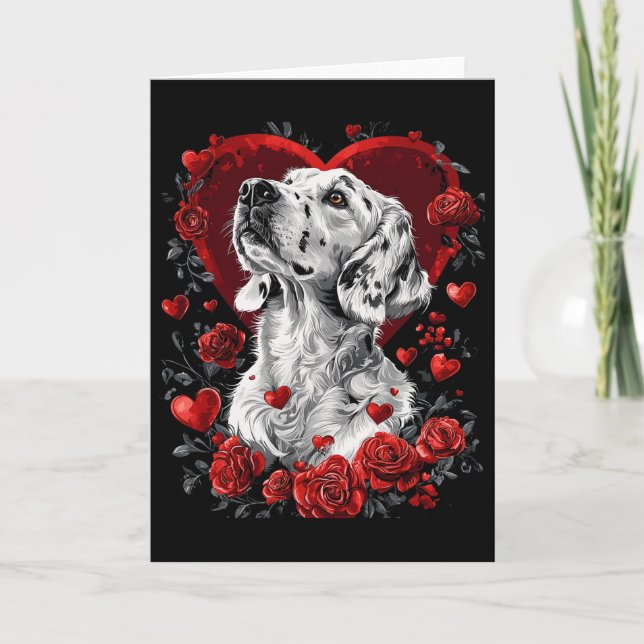 Carte Chien Setter Anglais de la Saint-Valentin  (Devant)